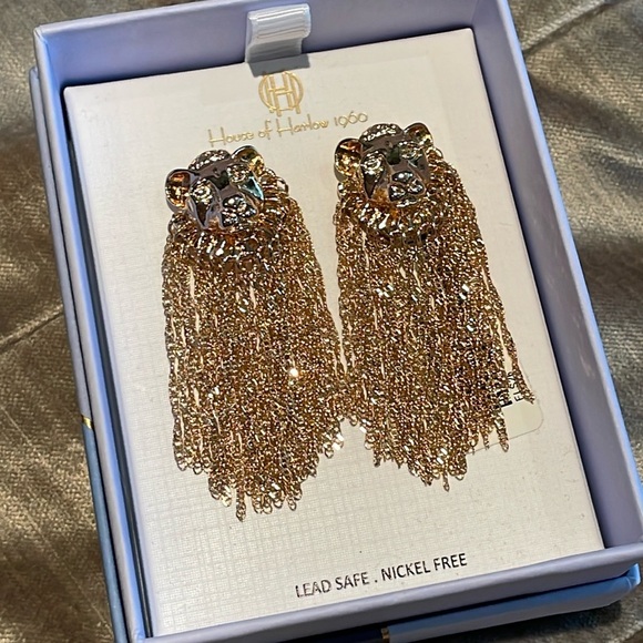 House of Harlow 1960 Jewelry - House of Harlow Fringe Lion Earrings New In Box